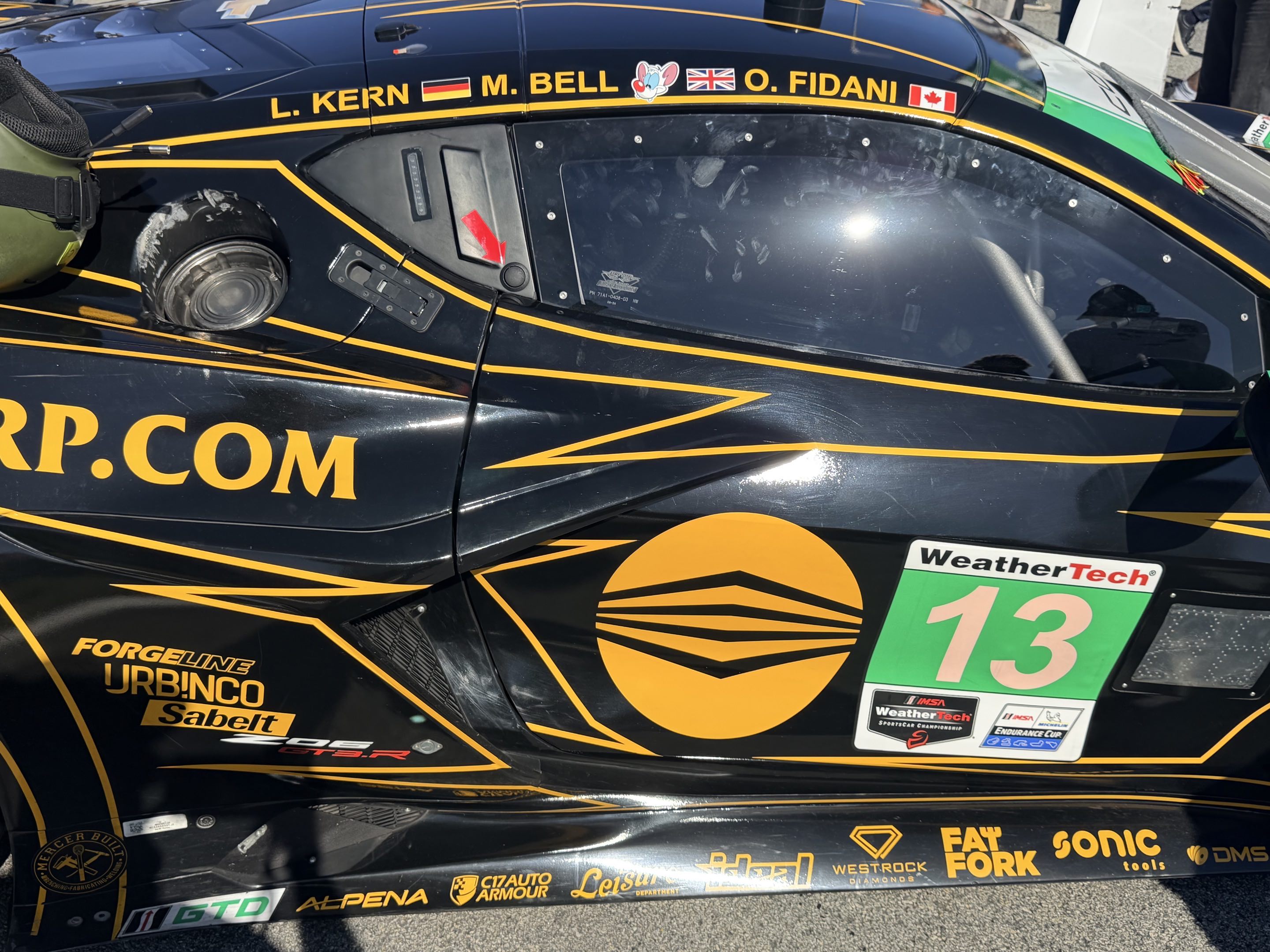 The side of a Corvette GT3 race car up close